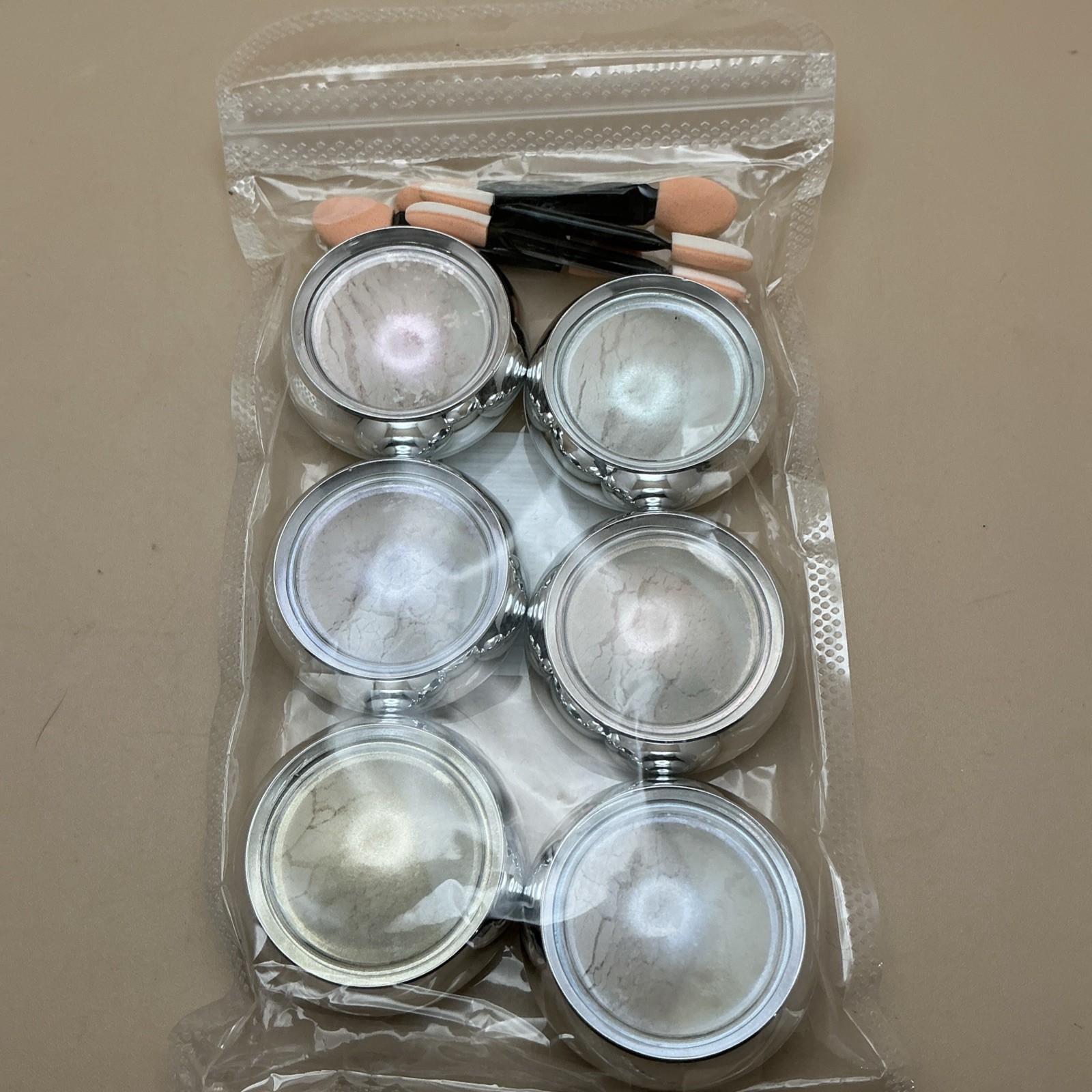 Furimuk, 6 Colors Chrome Nail Powder, Appliqué Pads