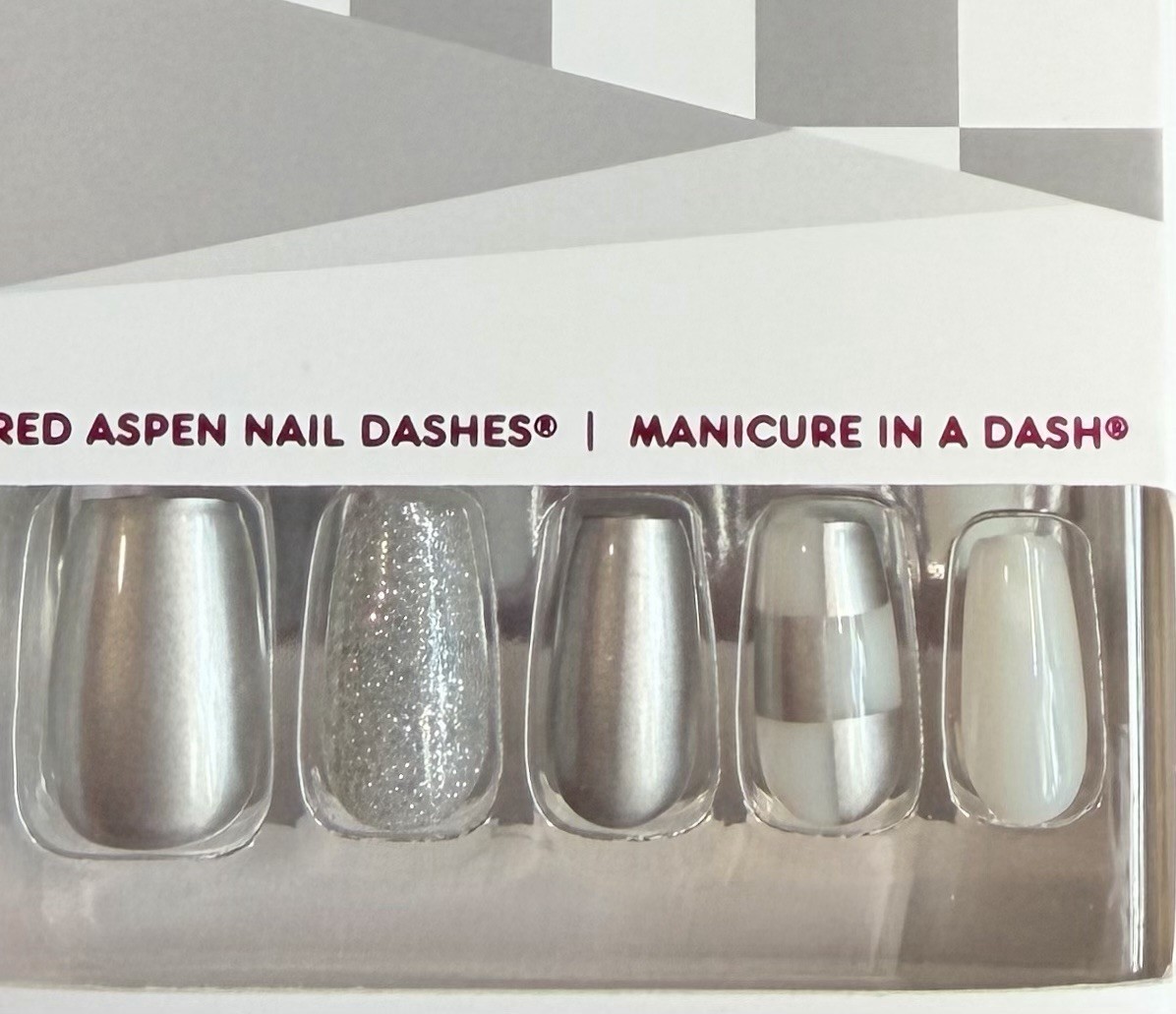 Red Aspen Medium Coffin Gray Checkered Glitter Chrome Power & Poise, Pria💍