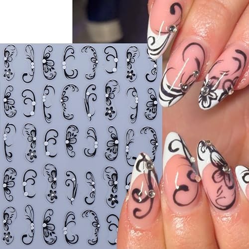 6PCS Flower Nail Art Stickers 3D Self-Adhesive Hawaiian Flowers Nail hibiscus