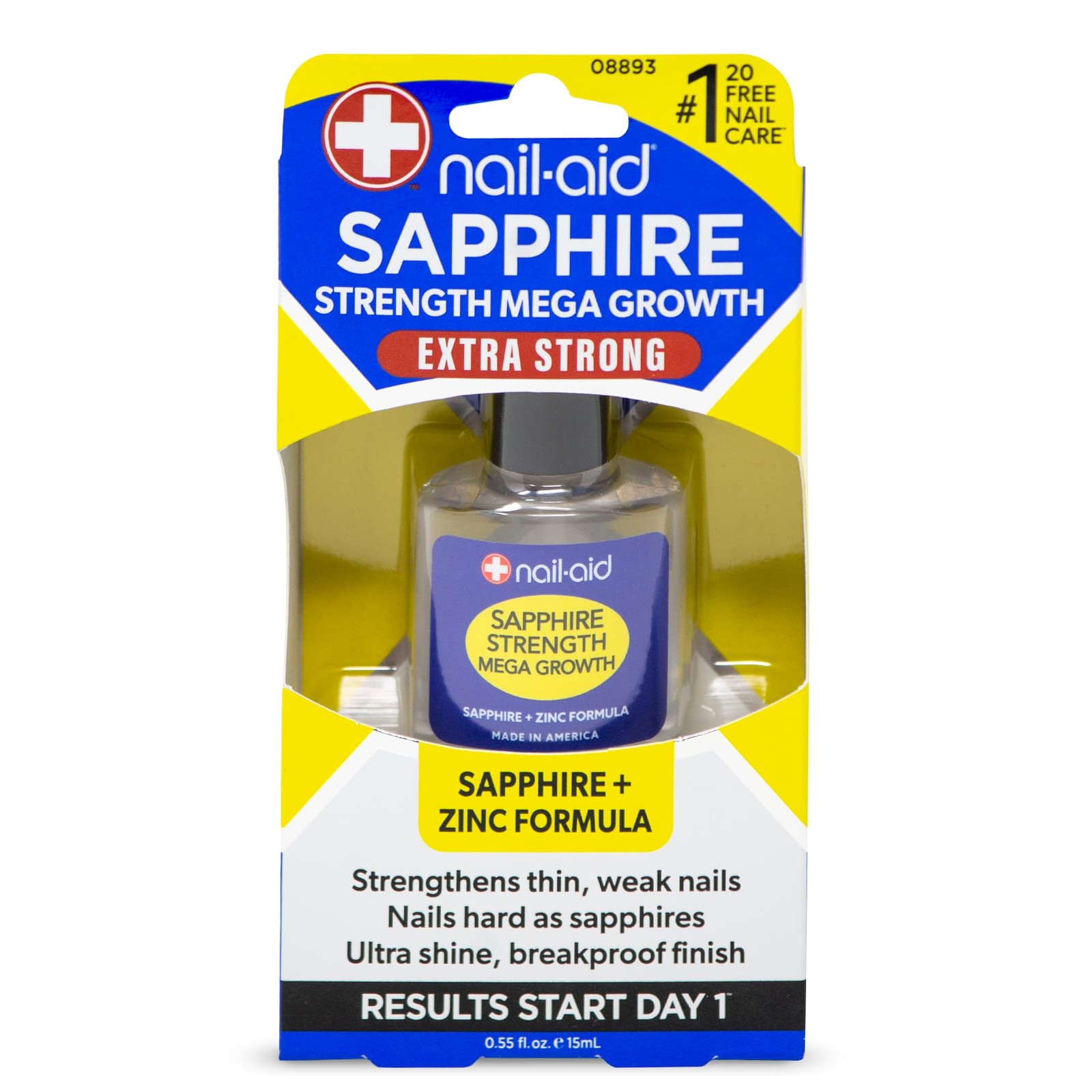 Nail-Aid Sapphire Strengthener & Mega Growth 0.55 Fl Oz (Pack of 1), Clear