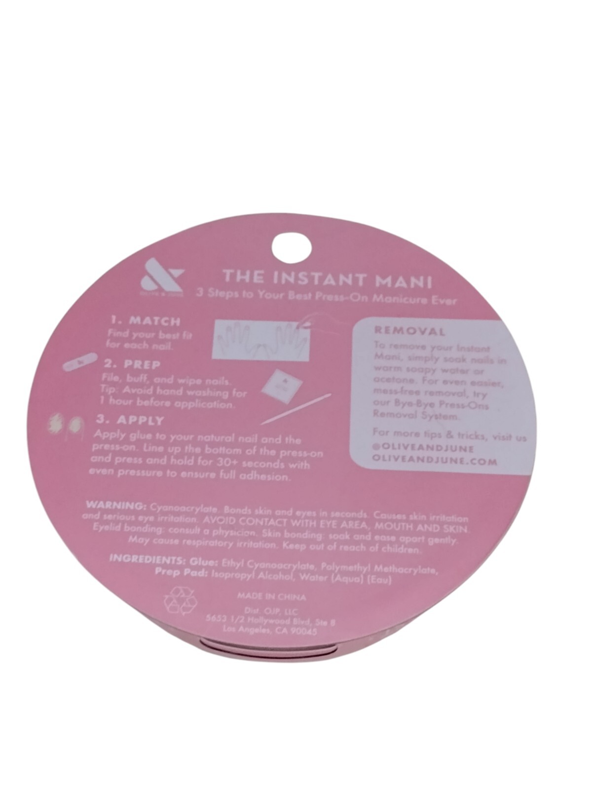 Olive & June Press-On Nails THE INSTANT MANI 42ct Medium Length PINK GOLDFISH