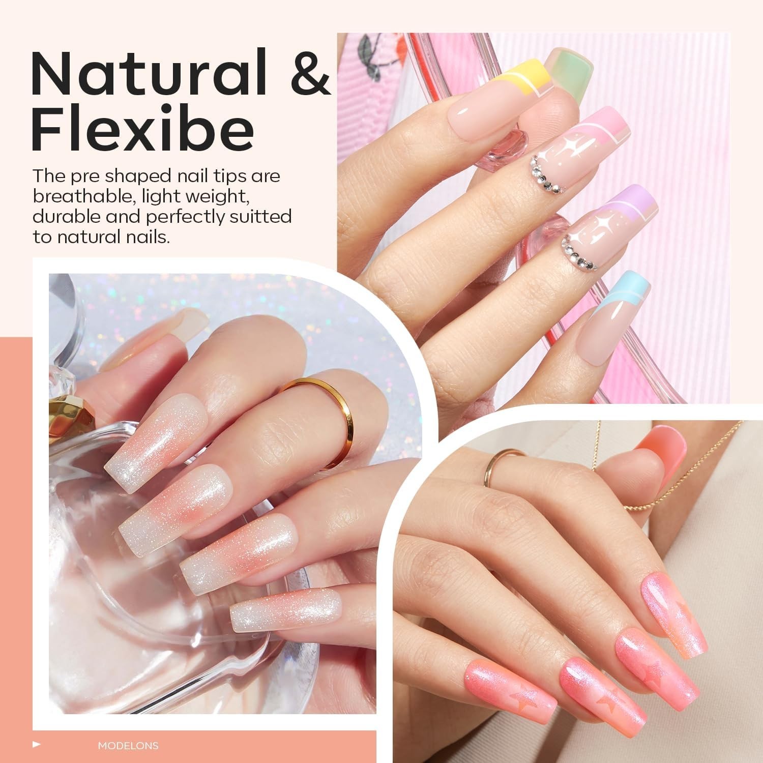 Gel X Nail Kit, Gel x Nail Tips Medium Square, 9-in-One Nail Glue & Portable U V