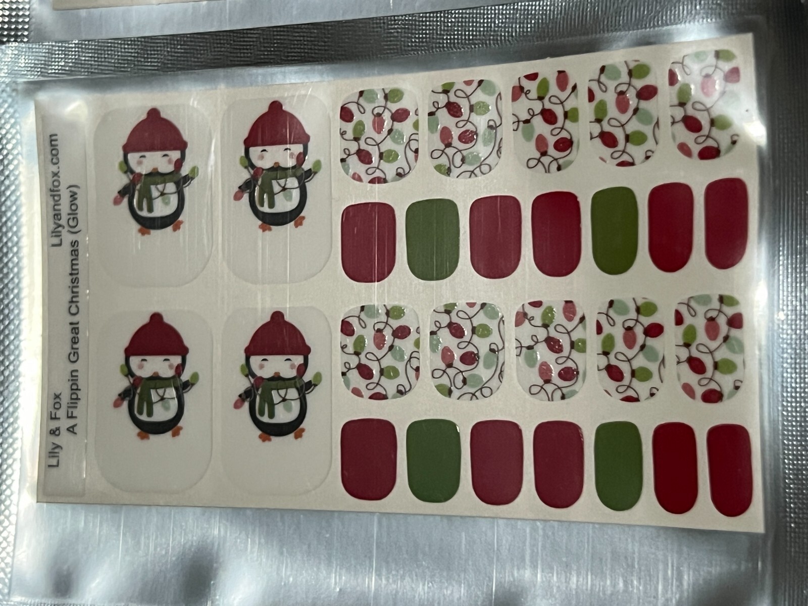 2 SETS – Lily & Fox Nail Wraps Stickers Pedicure Stick – Snowflakes, Penguins
