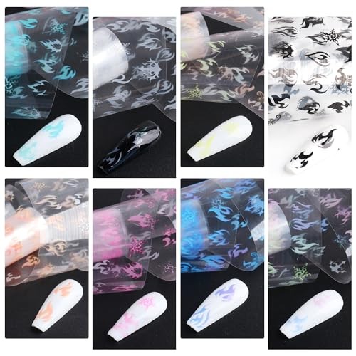 10 Roll Flame Nail Foil, Holographic Nail Foils Transfer Foil for Nails Kit2