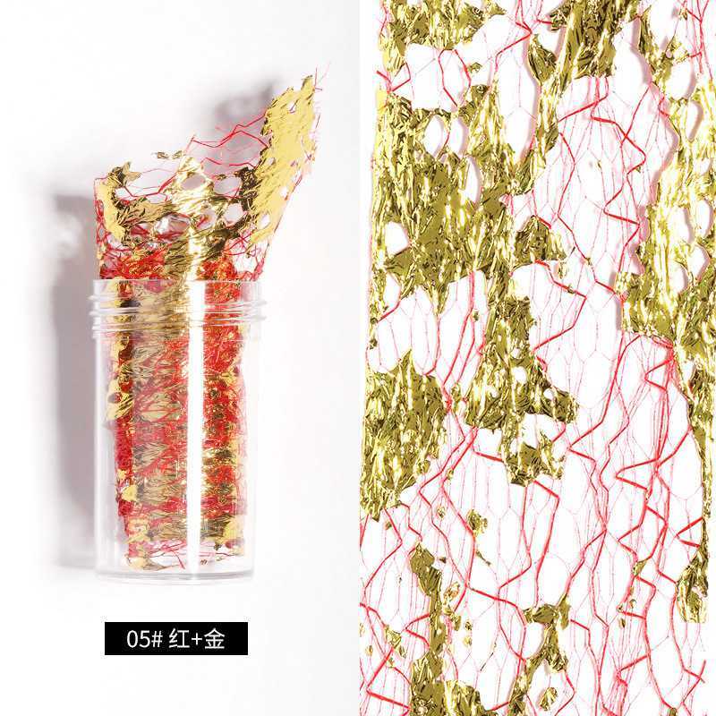 3D Mesh Nail Sticker Tape Adhesive 1PC Silk Gold Silver Net Line Foil Nail Art