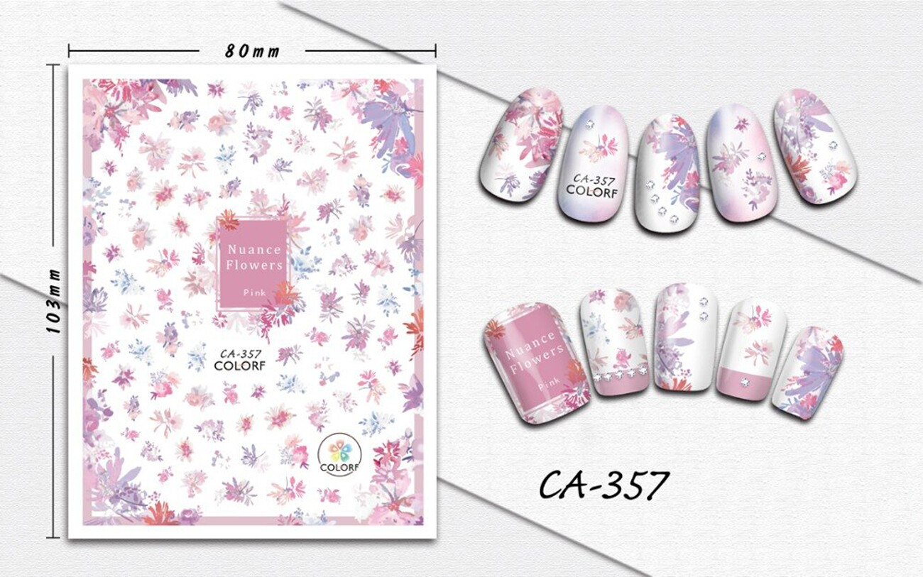 Nail art 3D stickers decal pink purple light blue lilac CA357