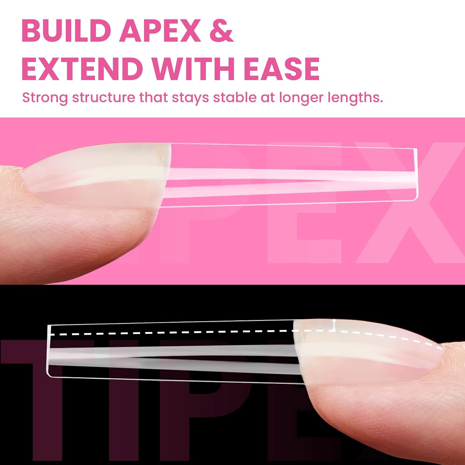 Tipex Lite Instant Apex Nail Tips, XXL Square, No Builder Gel Needed, 160Pcs 16