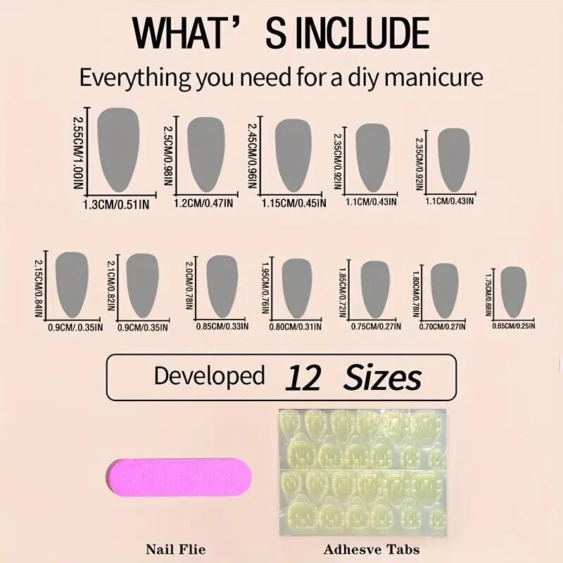 24pcs Mixed Color Almond Shaped Short Press On Nails Set – Glossy Pure Color