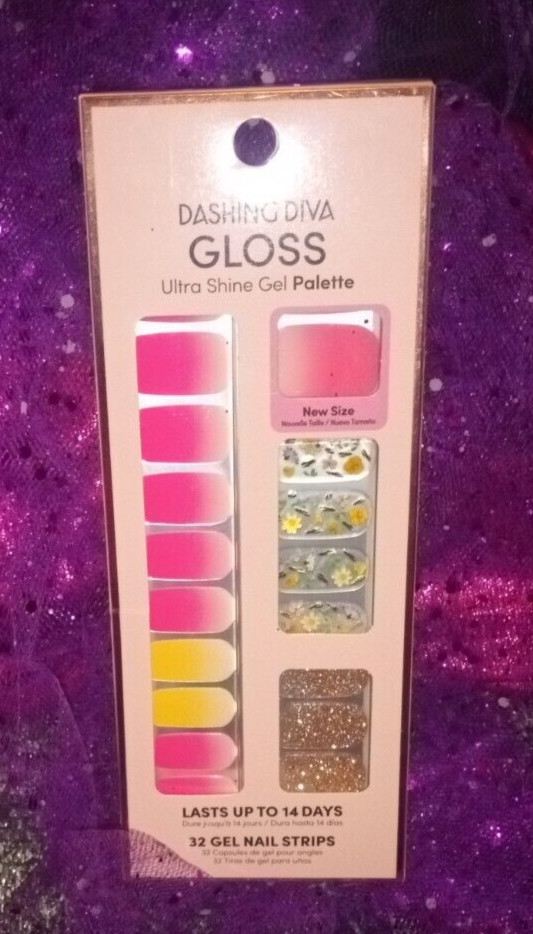 Dashing Diva FLORAL AMBITION🌺🌷Glitter, Bright Pink,Yellow Ombré Nail Strips!