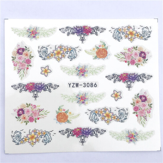Multicolor Flower PVC Nail Art Decoration Stickers #004-3086