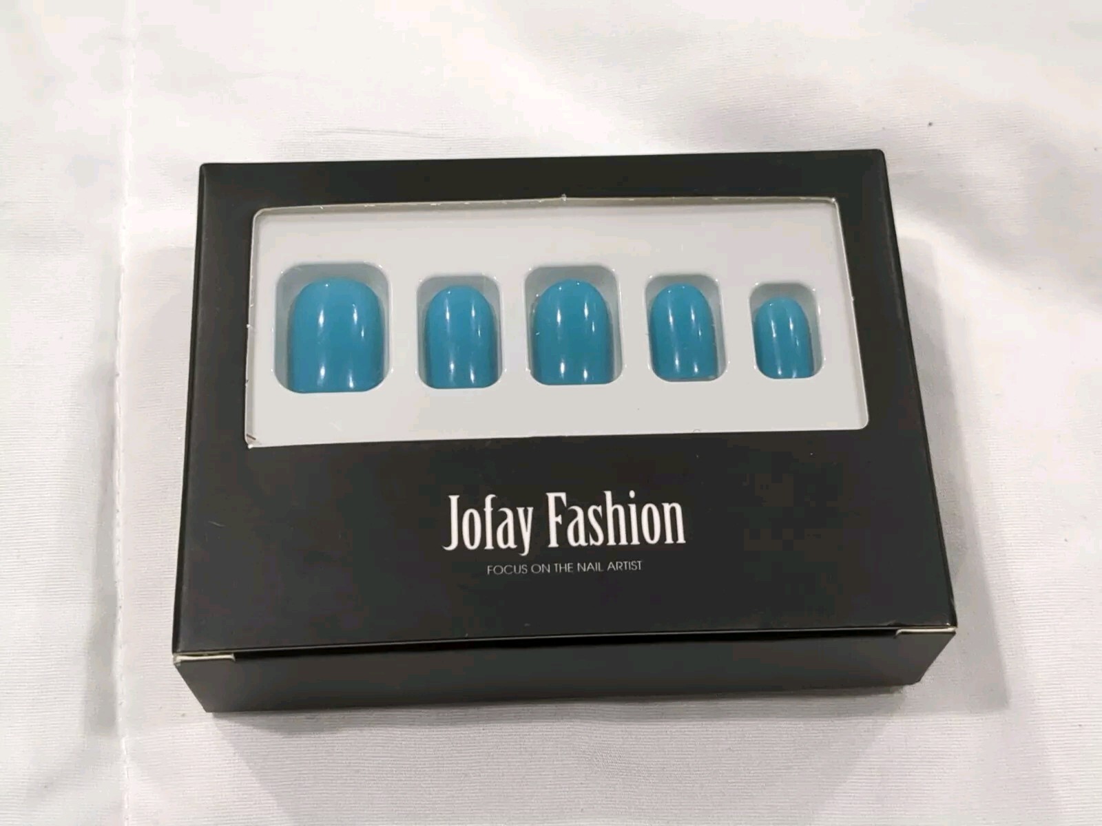 Glossy Teal Color False Nail Short Square Press on Nails 2 Pk- 24pcs Kits- New
