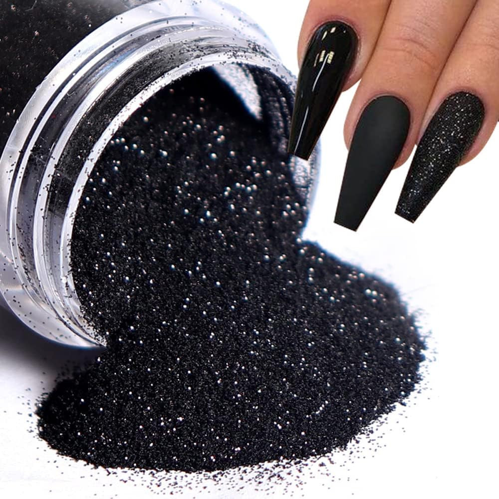 0.2Mm Black Nail Glitter White Rainbow Holographic Shining Sugar Nail Glitter Ca