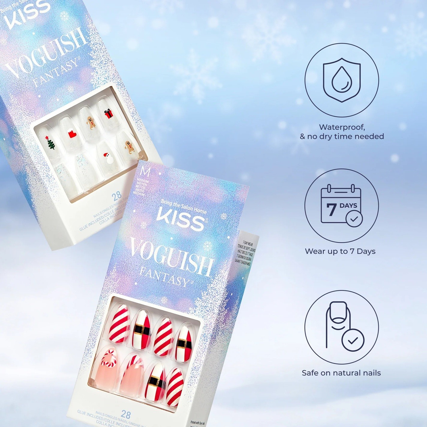 KISS Voguish Fantasy Holiday Glue On Nails YOU CHOOSE