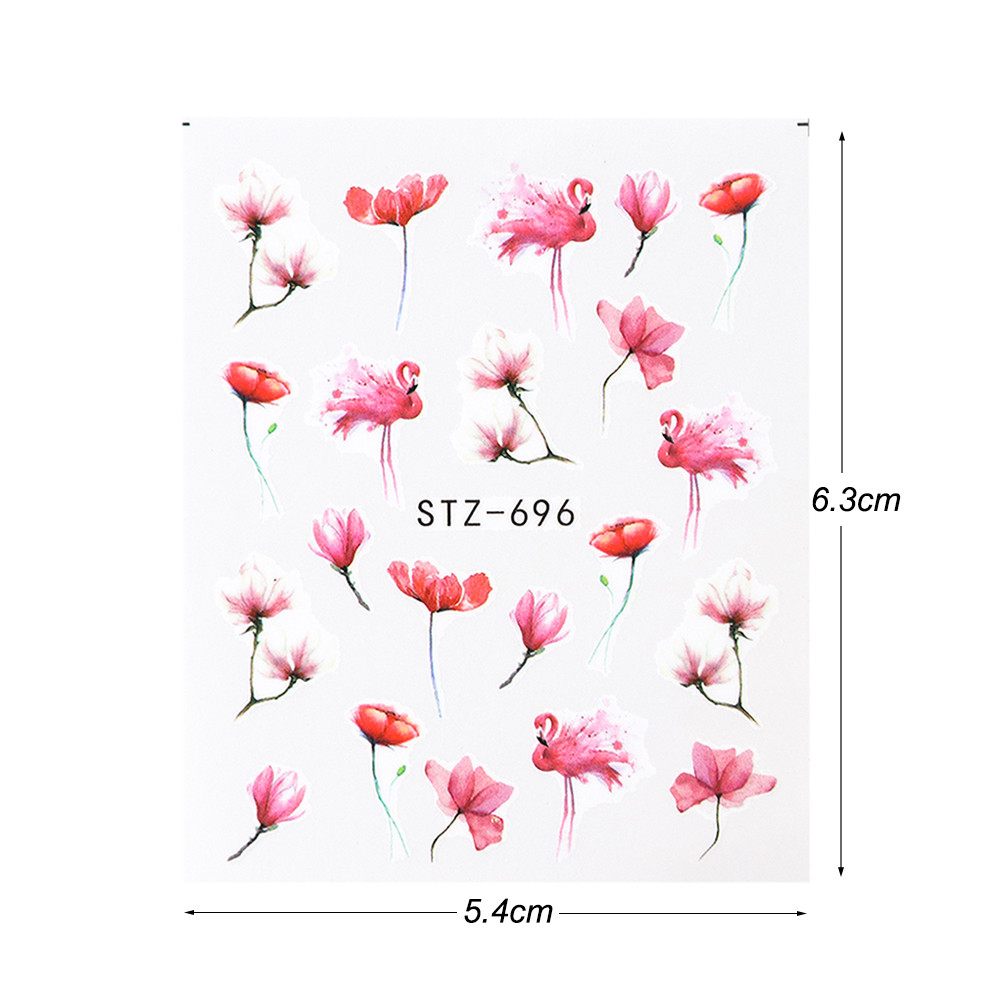 Nail Art Water Transfer Sticker Flower Rose Butterfly Flamingo Seashell Decals