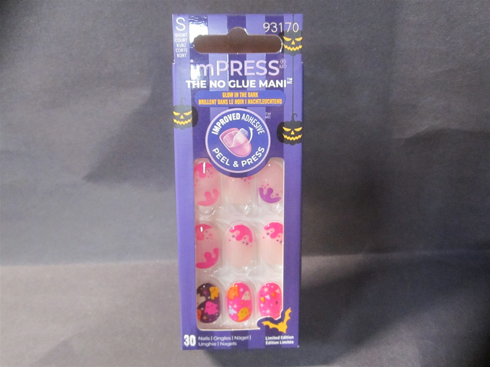 Kiss Impress The Fear Pink Short Oval Glow In The Dark Press On Nails – Lot of 2
