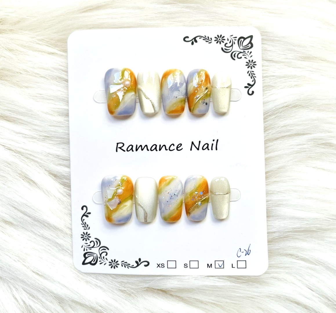 Blue Gold Ombre Premium Press On Nails Size MEDIUM, MD Length Square