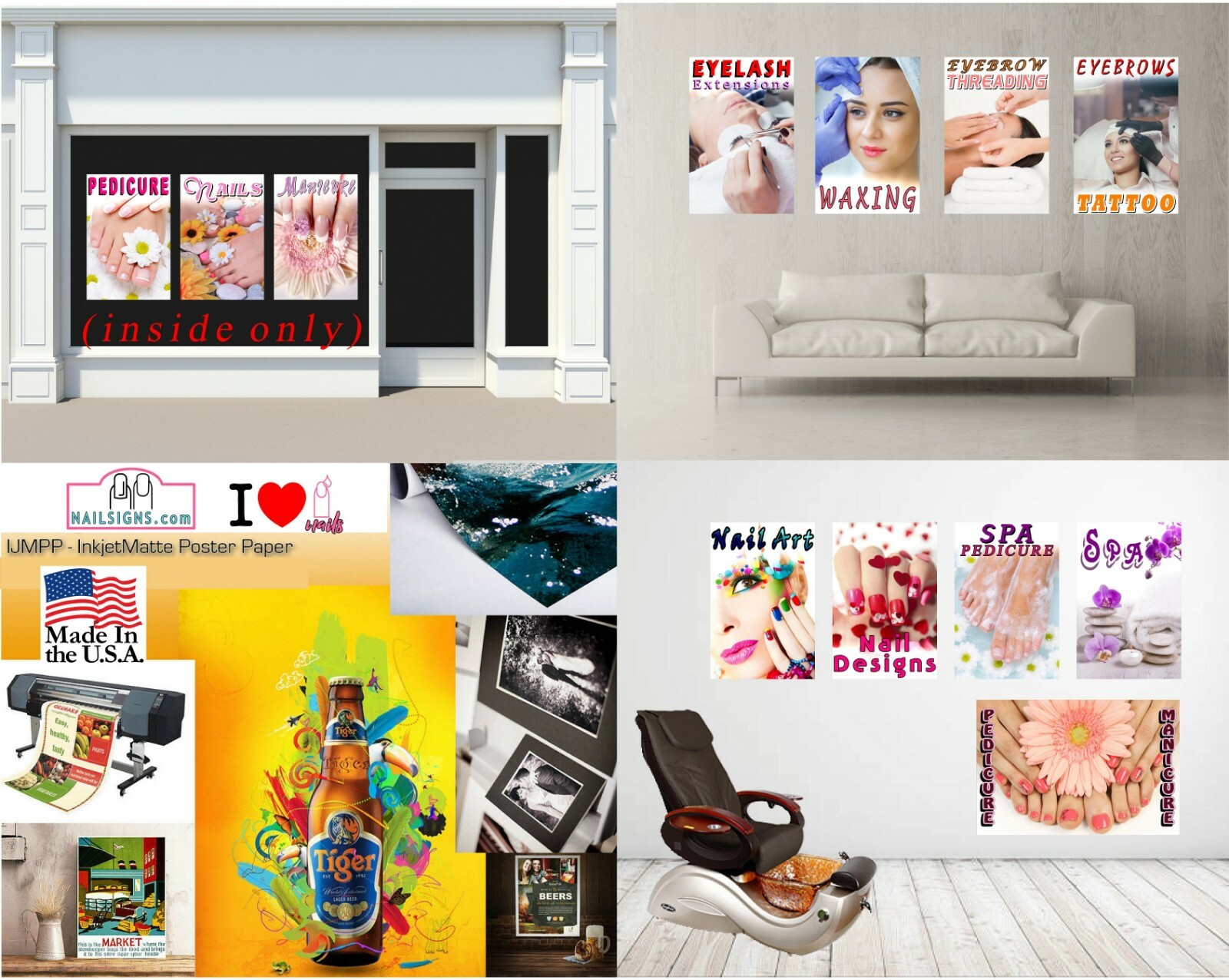 Manicure 25 Photo-Realistic Paper Poster Salon Nail Matte Non-Laminated Vertical