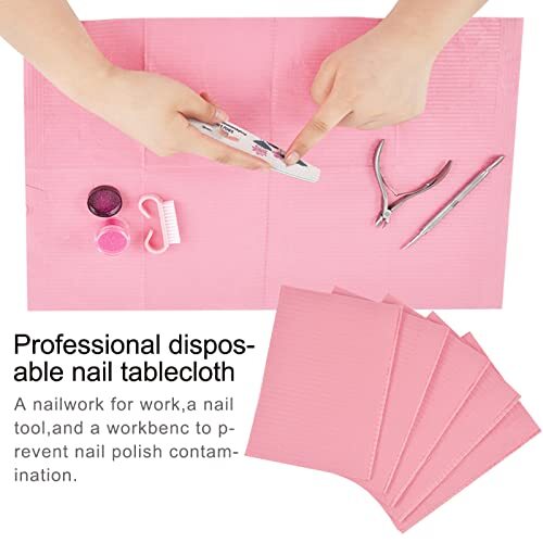 125PCS Disposable Nail Art Table Towels Mat 13″ X 17″ Waterproof 3 Ply Pink