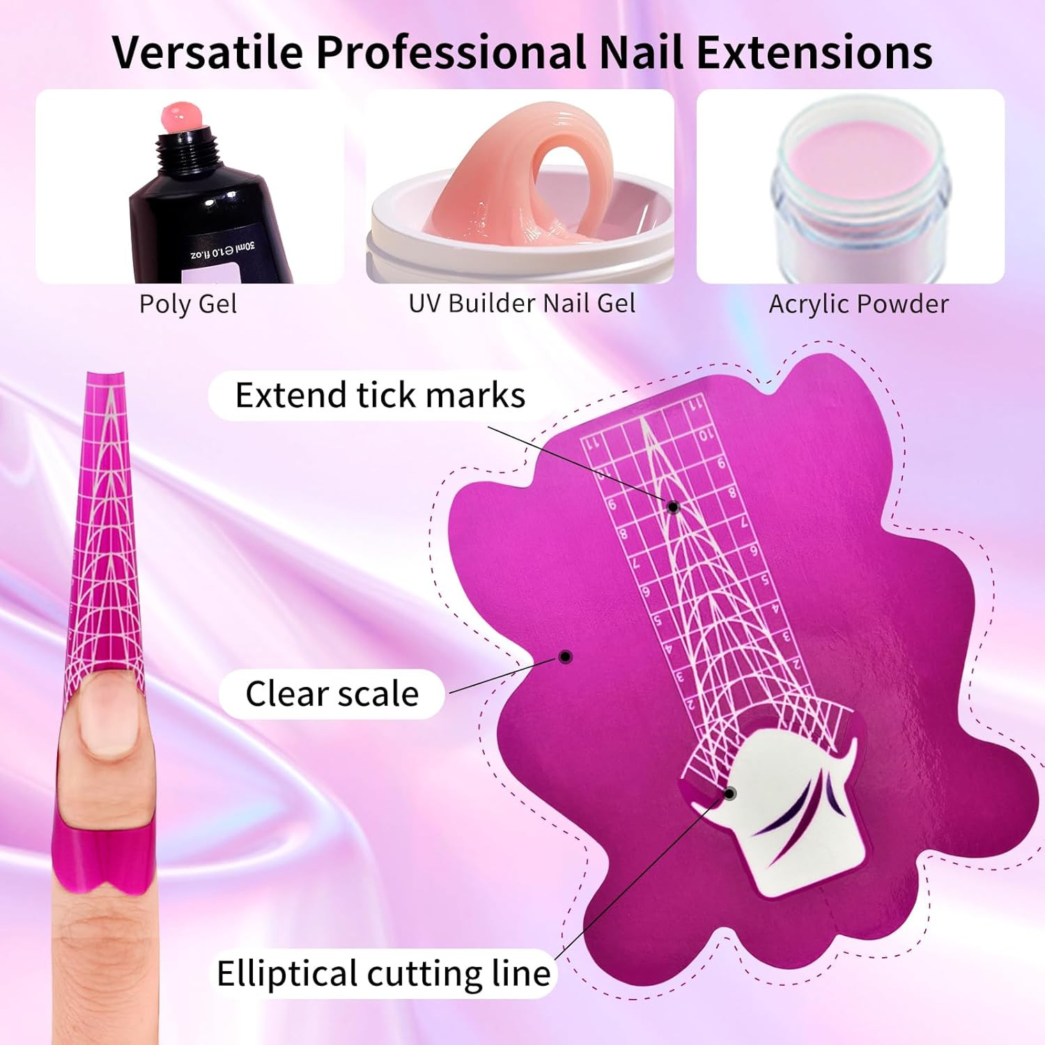 200Pcs Nail Form Sticky Nail Forms for Builder Gel Reusable Sturdy Nail Extensio