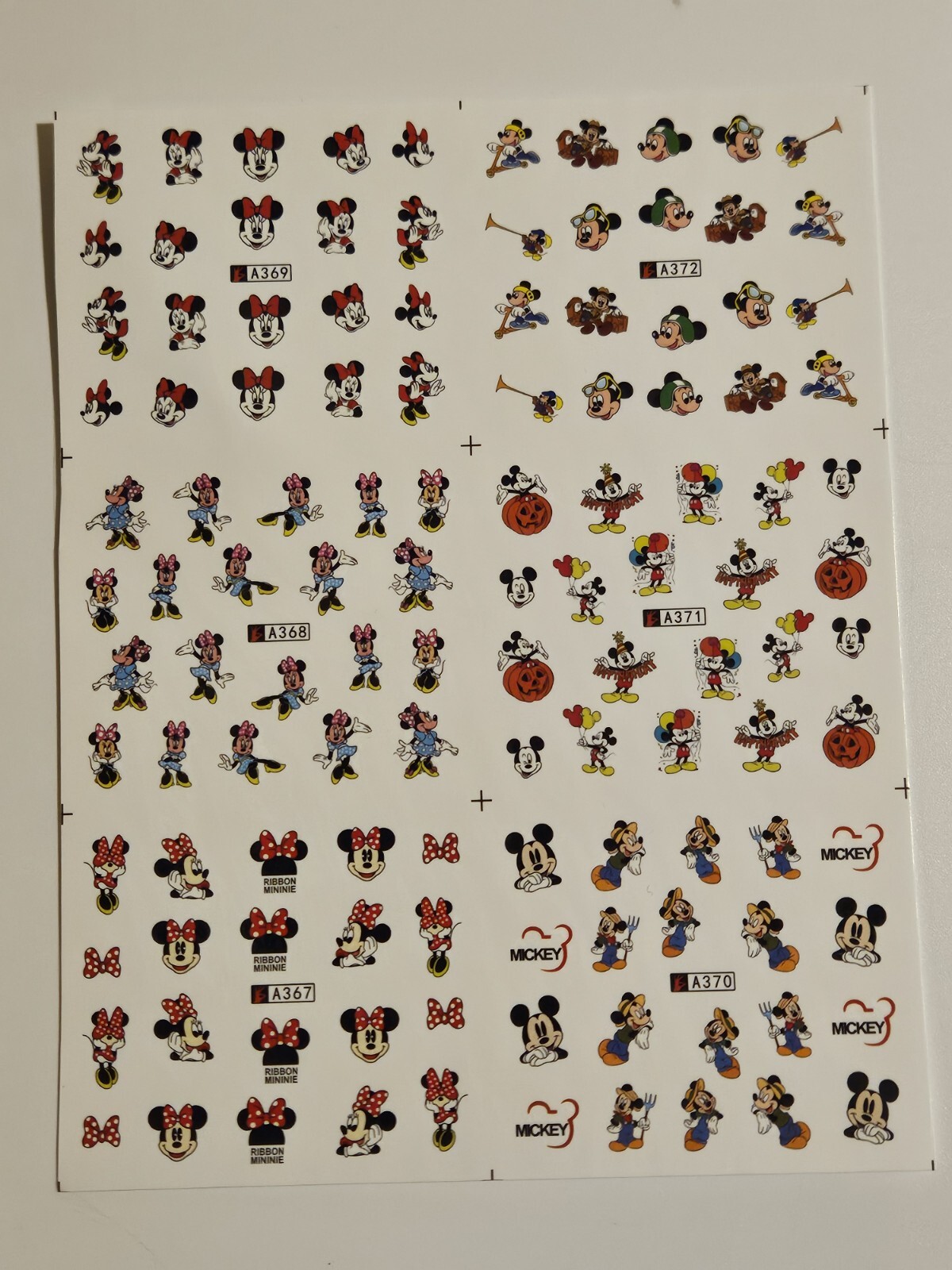 Mickey & Minnie Mouse Nail Art Stickers Water Transfer (2 Sheets) US SHIPPER