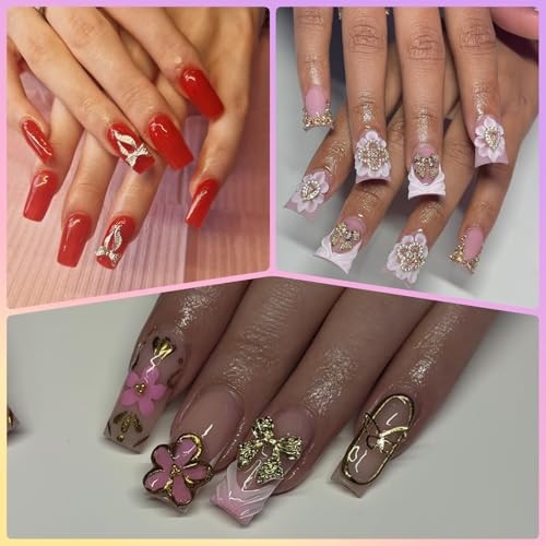 100Pcs Nail Charms and Gems Charms for Nails Design Charms for 100 Pcs Gold