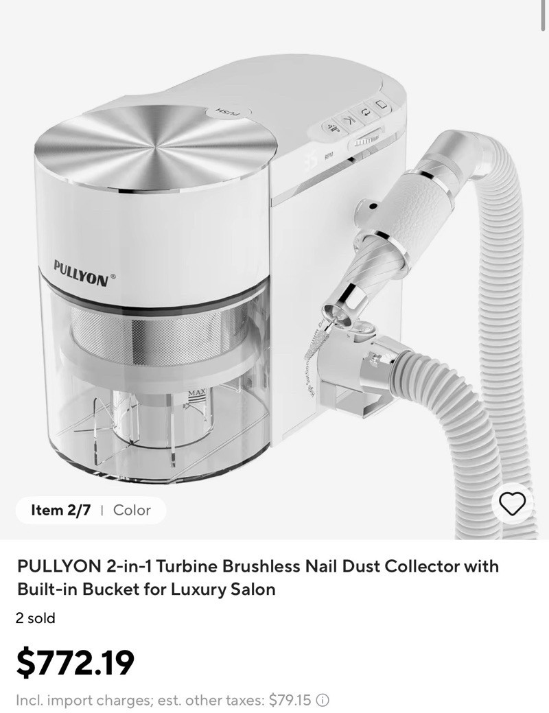 PULLYON 2-in-1 Turbine Brushless Nail Dust Collector Built-in Bucket CORD MISSED