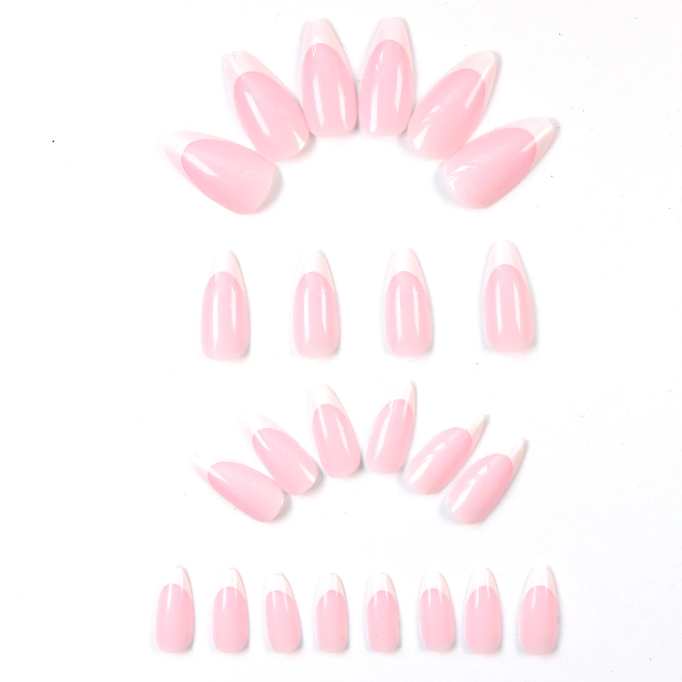 48pcs French Black Border Glossy Full Cover Fake Toenails Press On Nails for