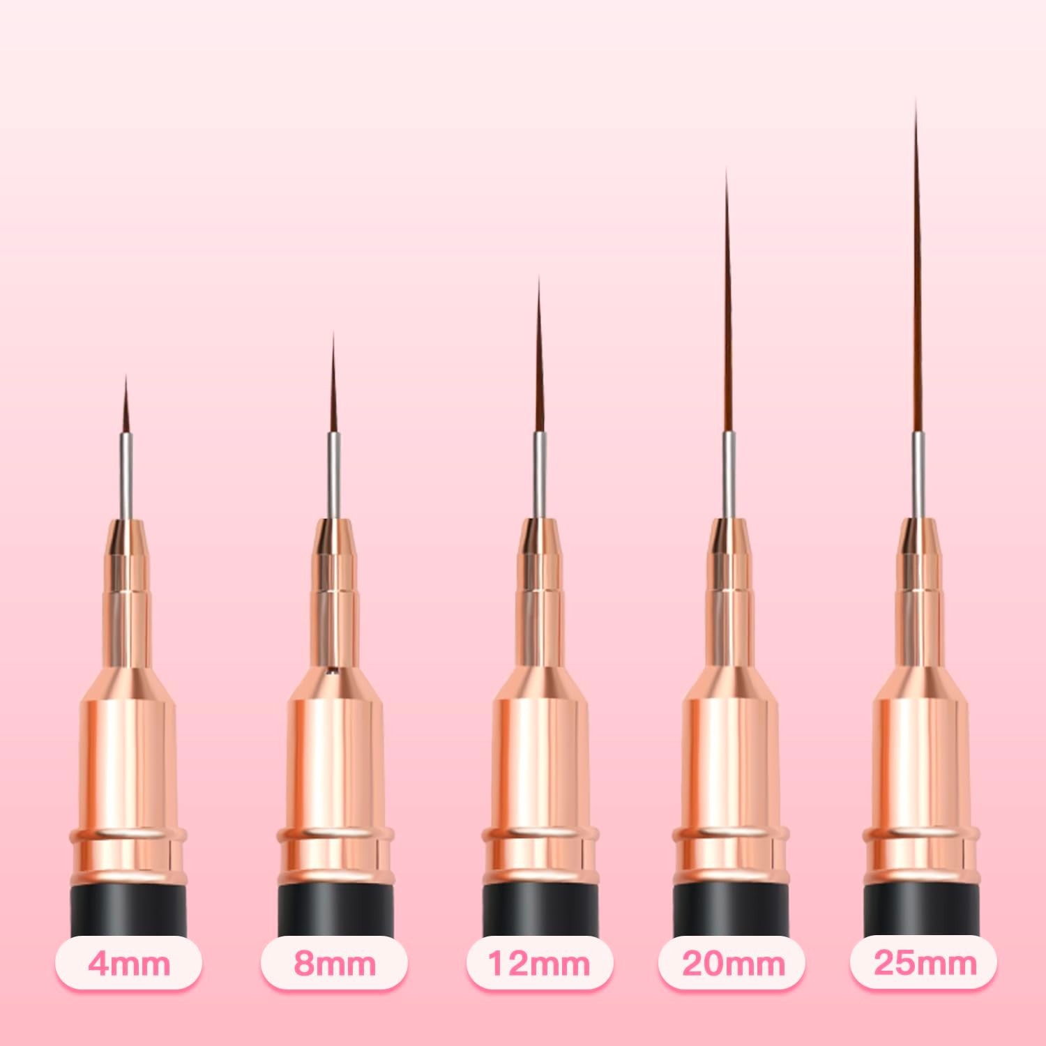 Metallic Nail Art Brushes, 5Pcs Liner Brush Set, UV Gel Polish Painting Art D…