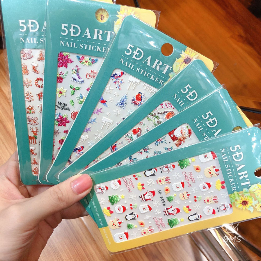 5D Embossed Stereoscopic Christmas Snowflake Nail Art Stickers Self Adhesive NH8