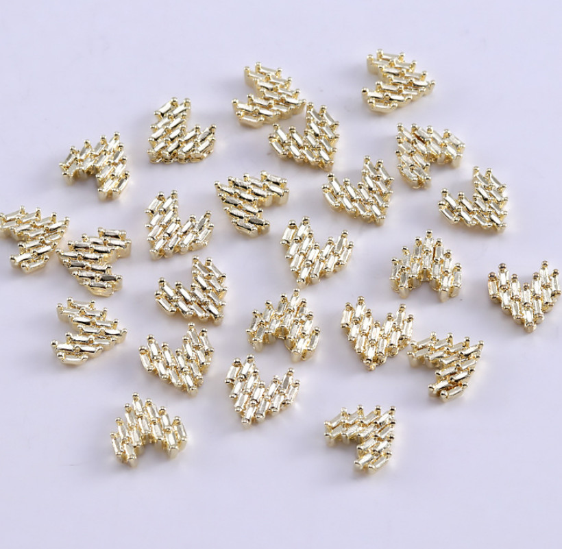 5Pcs 3D Metal Manicure Ribbon Bow Heart Bowknot Nail Art Decoration DIY NS19