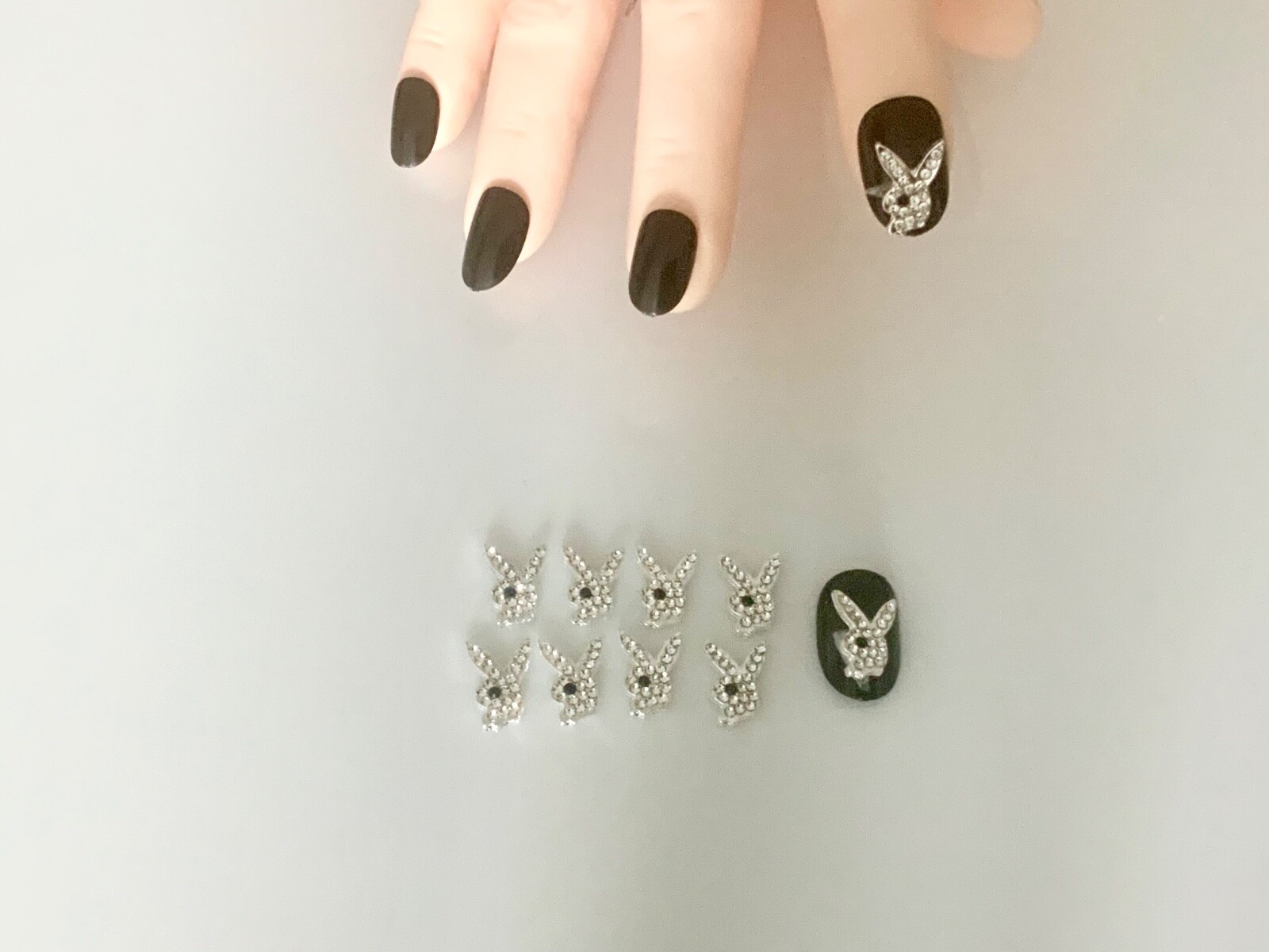 Playboy Bunny Nail Art Charms Silver Rabbit Accessory Retro Classic