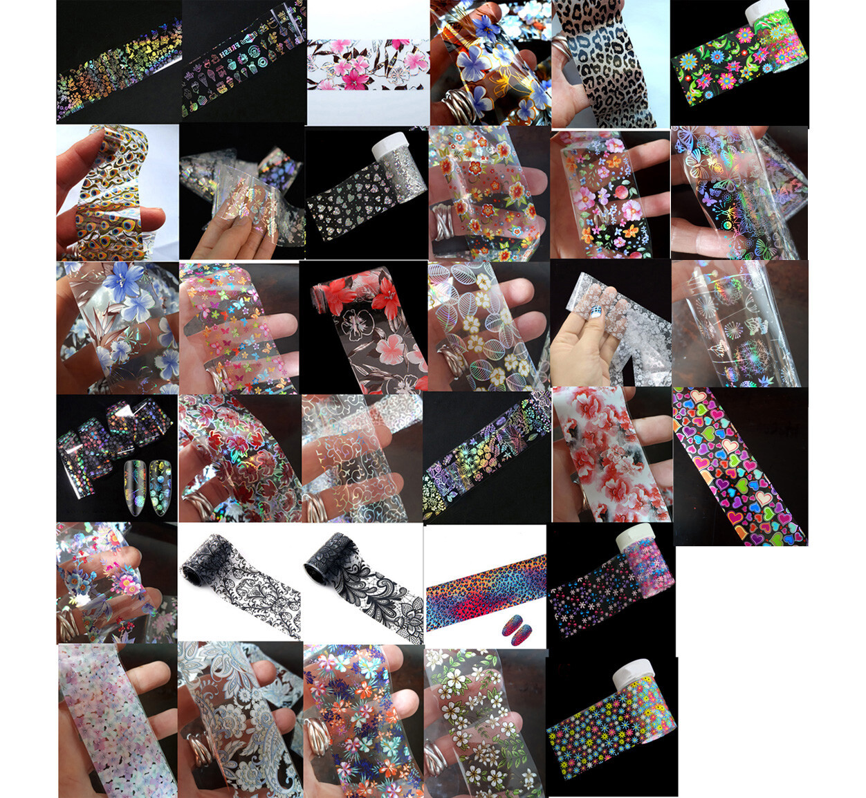 Transfer Foil For Nail Art Decoration Holo Flowers Feathers *Buy 3 Get 2 Free*