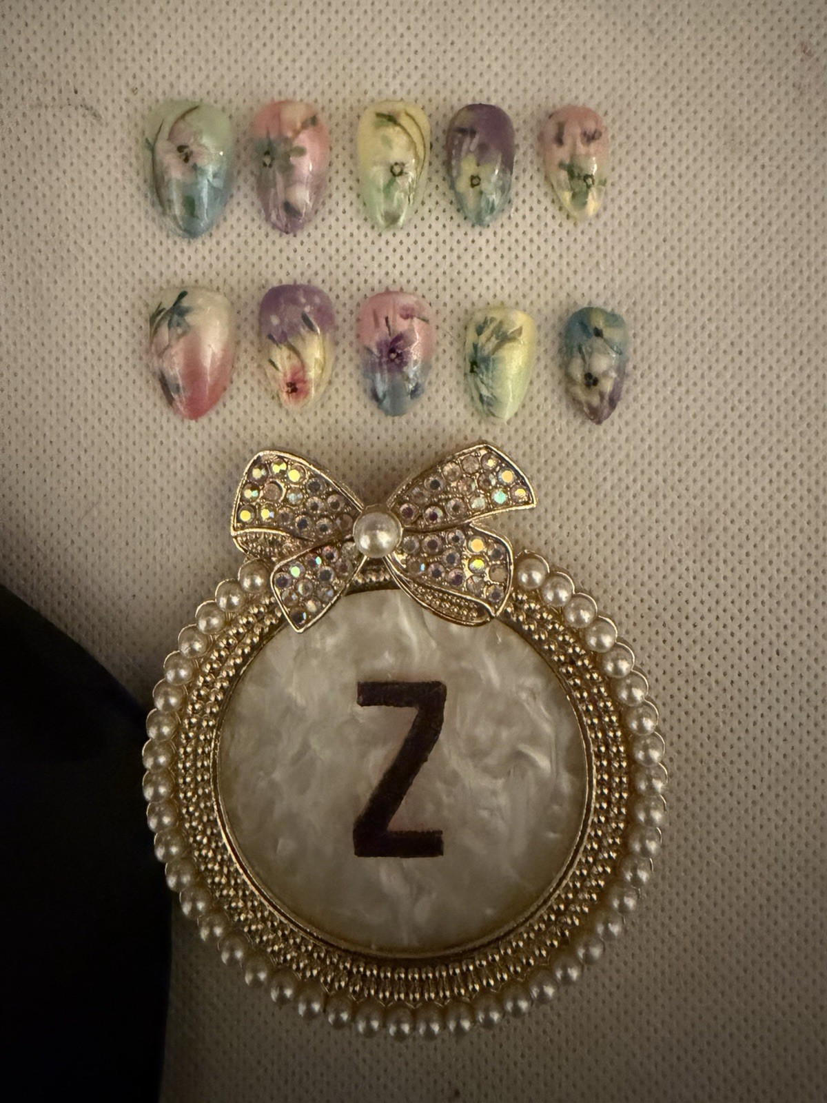 Z NAILZ! Handmade Almond Spring/Easter Pastel Colored Flowers Press On Nails