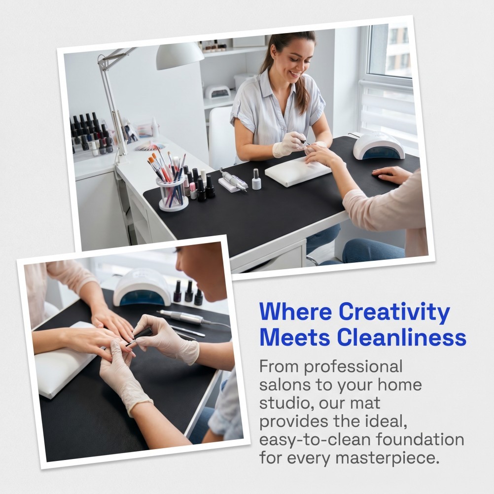 Nail Table Mat: Waterproof and Stain-Resistant Rubber Manicure Pad – Washable