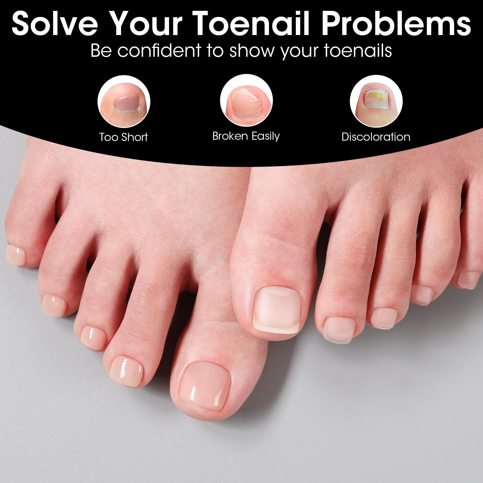 Press On Toenails 300PCS Short Square Toe Nail Tips Full Cover Matte Soft Gel…