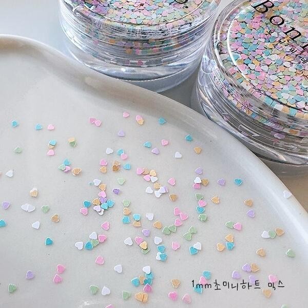 Bonnie B Mini Heart Nail Glitter 1mm Pastel Sequin Mix Cute Nail Art Decor