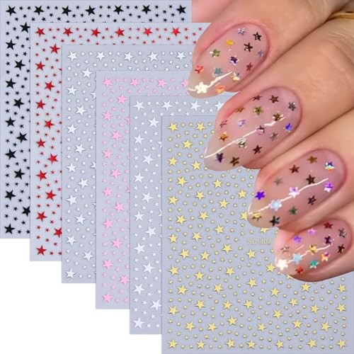 Nail Art Stickers 4th of July Nail Decals Glitter Red White Gold Pink Star