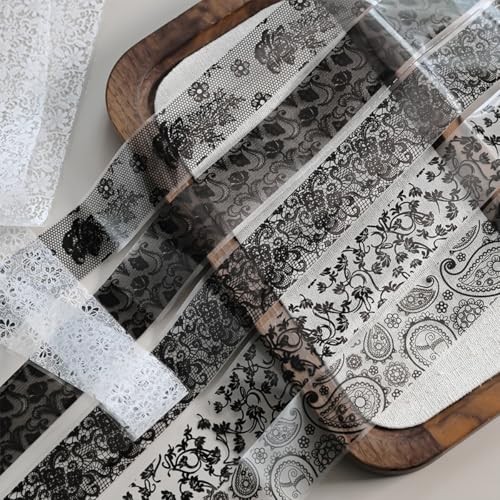 10 Rolls Lace Nail Foil for Nail Art Black White Flower Nail Art Flower-20