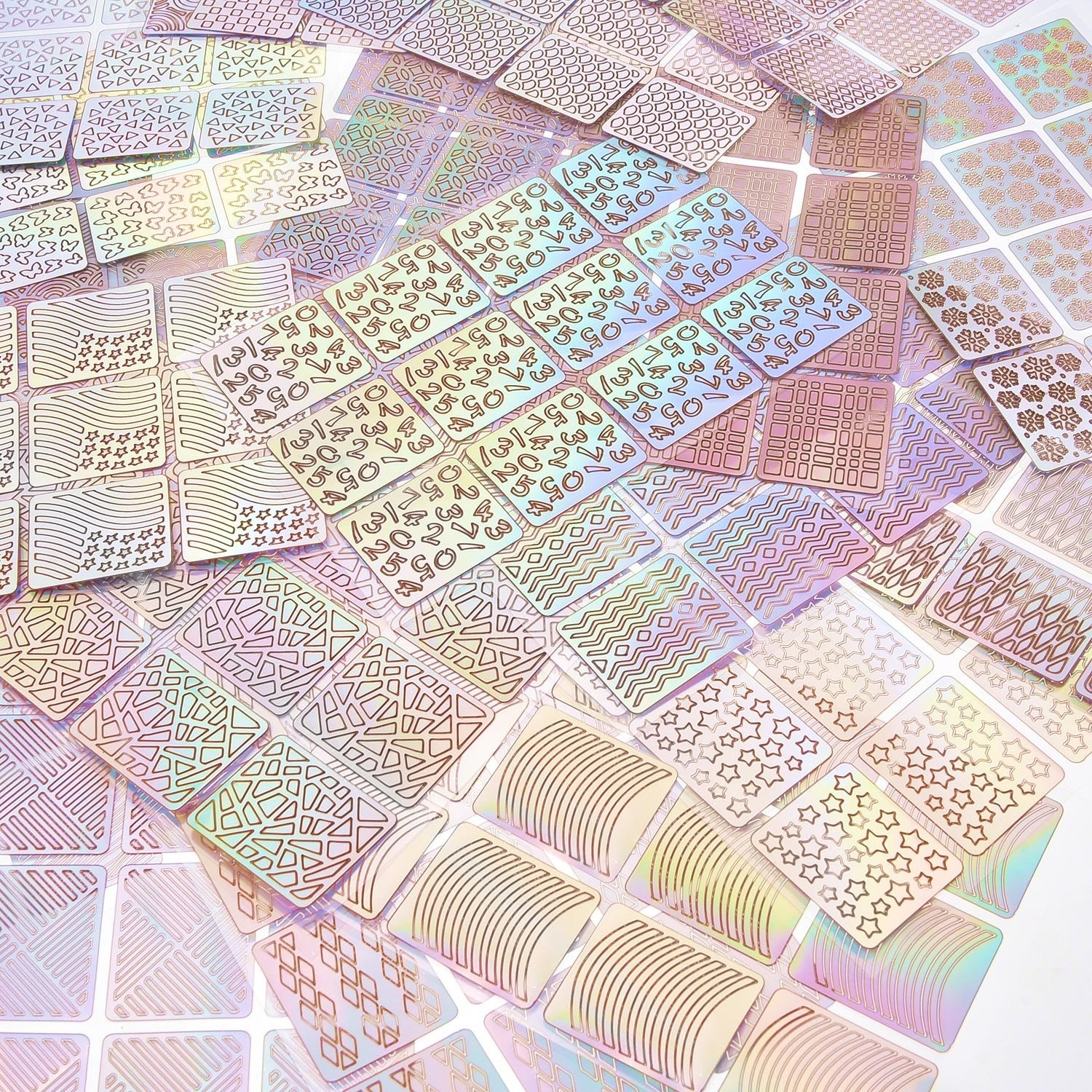288 Pieces Nail Vinyl Stencils 24 Count (Pack of 1), Multicolor