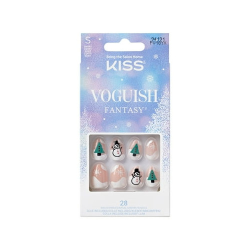 KISS Voguish Fantasy Press on Nails, Bring Me Love, White, Short Almond, 28 Ct