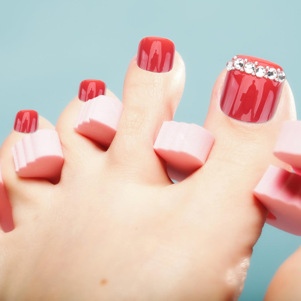 2Sets Red False Toenails Full Cover Nail Tips Perfect for Nail Art and Festivals