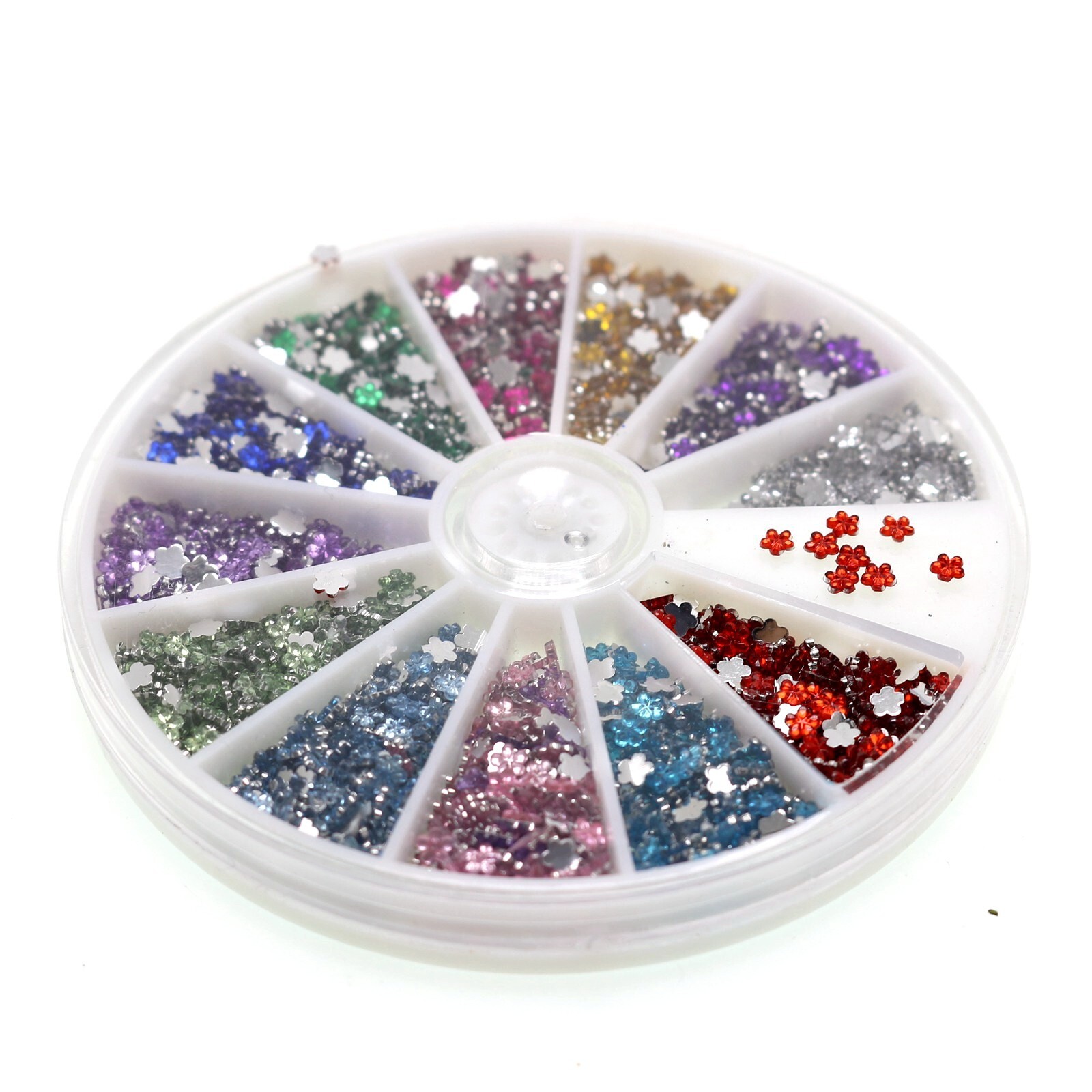 1200 Acrylic FlatBack Rhinestones Mini Flower Gems 4mm with Wheel Nail Art Tips