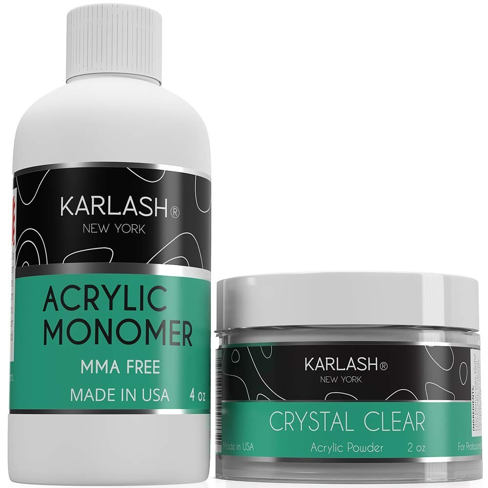 High Clarity 2oz Acrylic Powder with 4oz Liquid Monomer, Non-Yellowing Formula