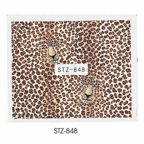 11 Sheets Nail Art Water Decal Stickers Transfer Brown Leopard Animal Print NS28