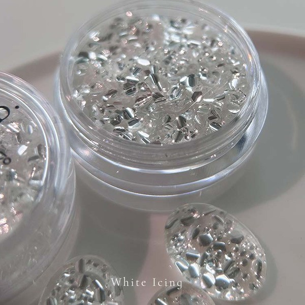 Bonnie B White Icing Nail Glitter Aurora Clear Ice Effect Chunky Mix Nail Art