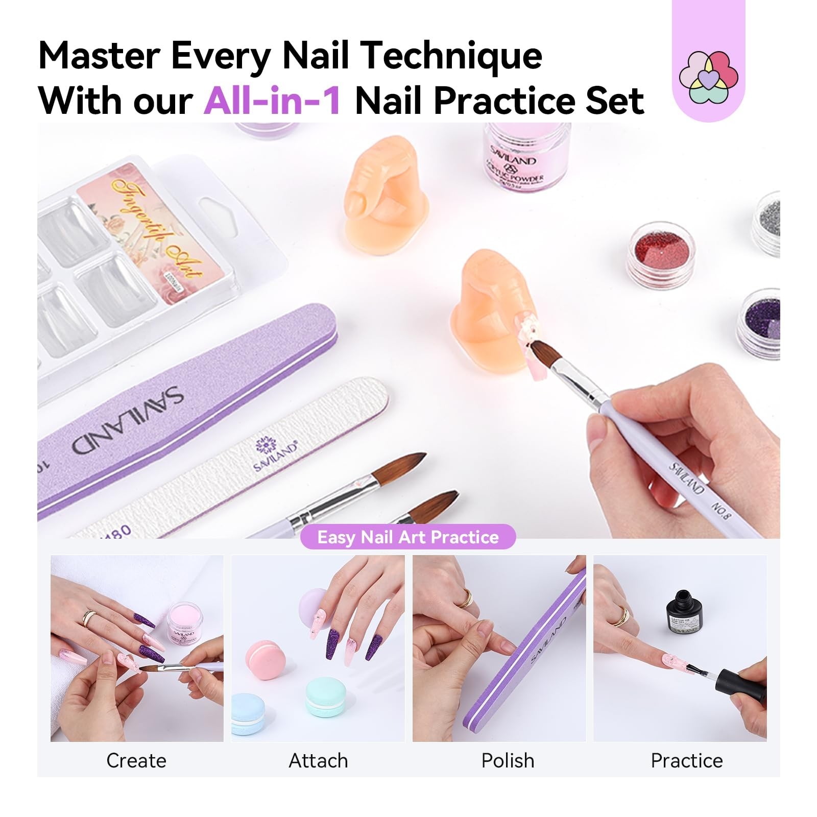 All-in-One Acrylic Nail Kit with 88W Nail Lamp, Monomer, Gel Polish & Drill
