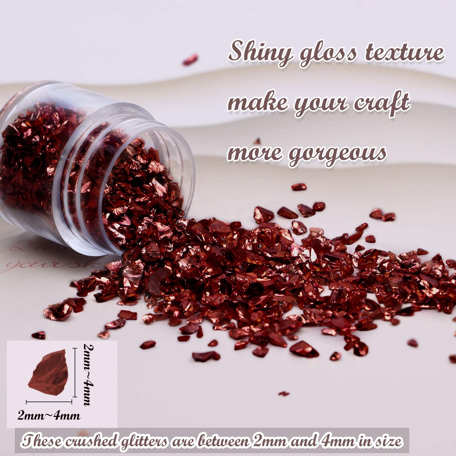 Crushed Glass Craft Glitter for Resin, Irregular Metallic Crystal Chips Sprin…
