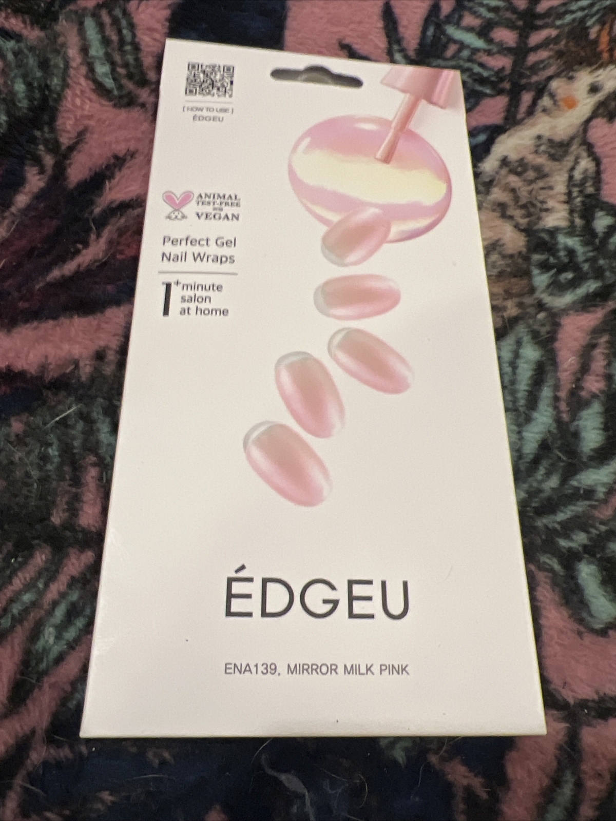 Perfect Gel Nail Wraps, ENA139, Mirror Milk Pink Recipe, 16 Piece Strips Set