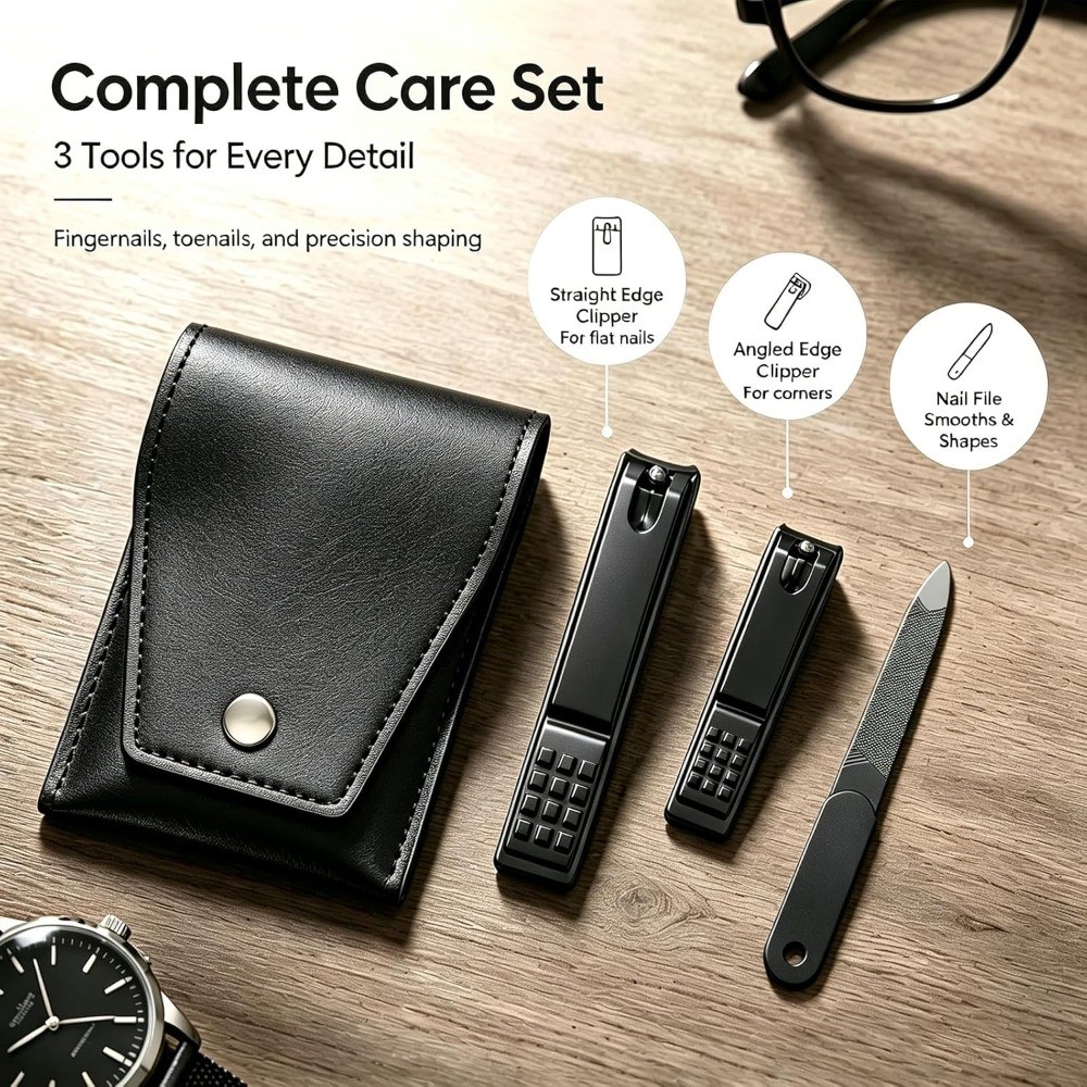Nail Clippers, Black Stainless Steel Fingernail & Toenail Clippers & Nail