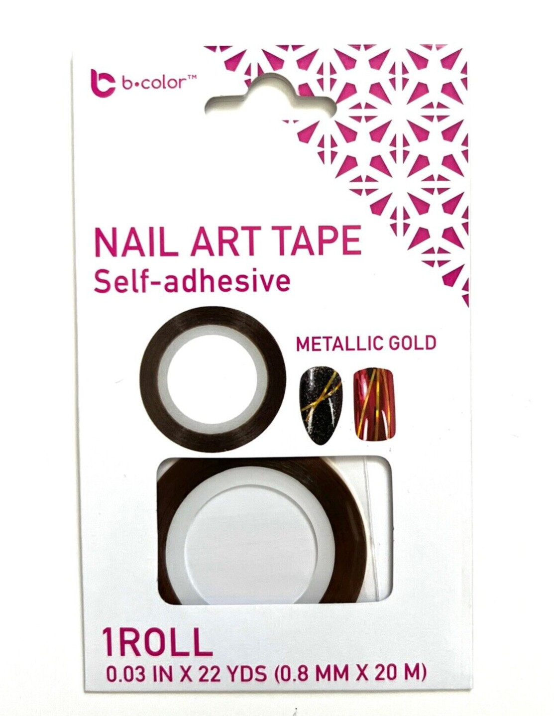 B Color Nail Art Tape, Self-Adhesive, Metallic Gold, 1 Roll